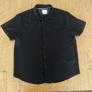 Denim & Flower Ricky Singh Black Business Casual Stretch Button-Up Shirt XL